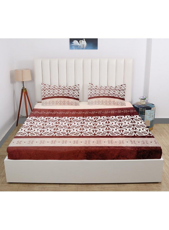RD TREND 190 GSM Flannel Elastic Warm bedsheets for Winter King Fitted Size (78x72x8 Inches) with 2 Pillow Cover Size (18x28 Inches) Colour Brown - Image 5