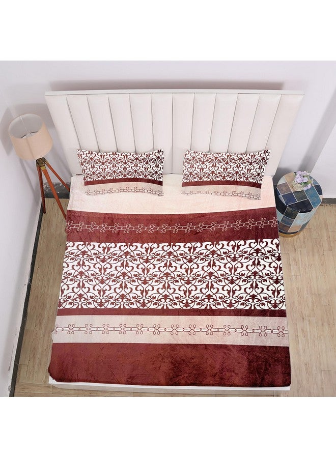 RD TREND 190 GSM Flannel Elastic Warm bedsheets for Winter King Fitted Size (78x72x8 Inches) with 2 Pillow Cover Size (18x28 Inches) Colour Brown - Image 4
