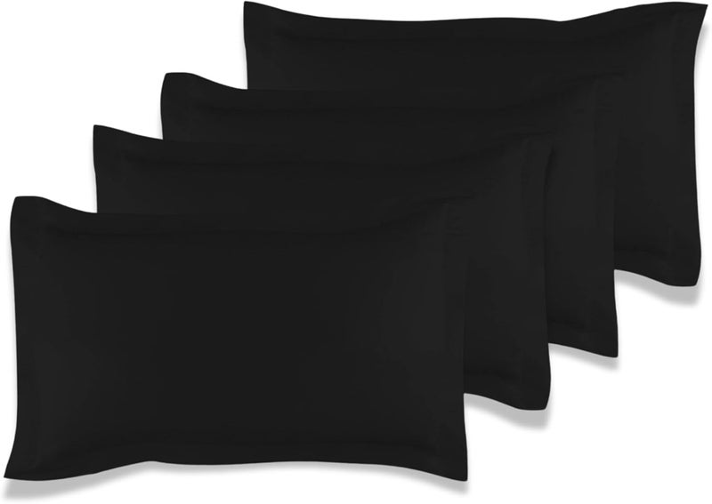 MUSA MUSA® Cotton Pillow Cover Shams - Washable Pillowcases for Sofa Cushions, Bedrooms & Dorm Decor | Hotel Quality Pillow Covers with Envelope Closure & 5cm Side Frame (4, Black, 50 x 90cm) - Image 1