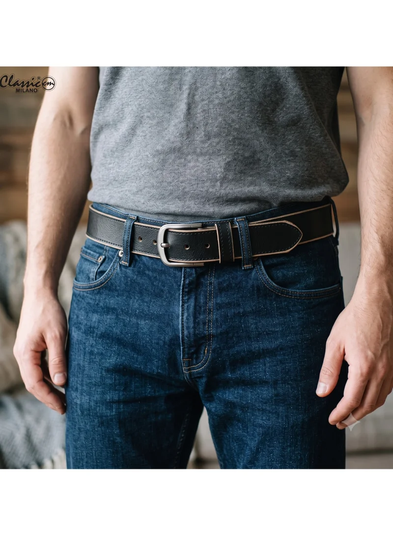 Classic Milano Classic Milano Genuine Leather Belt for Men - Semi-Casual & Party Wear Belt for Jeans, Casual Outfits, and Gifts - Black, Brown & Tan Men’s Belt