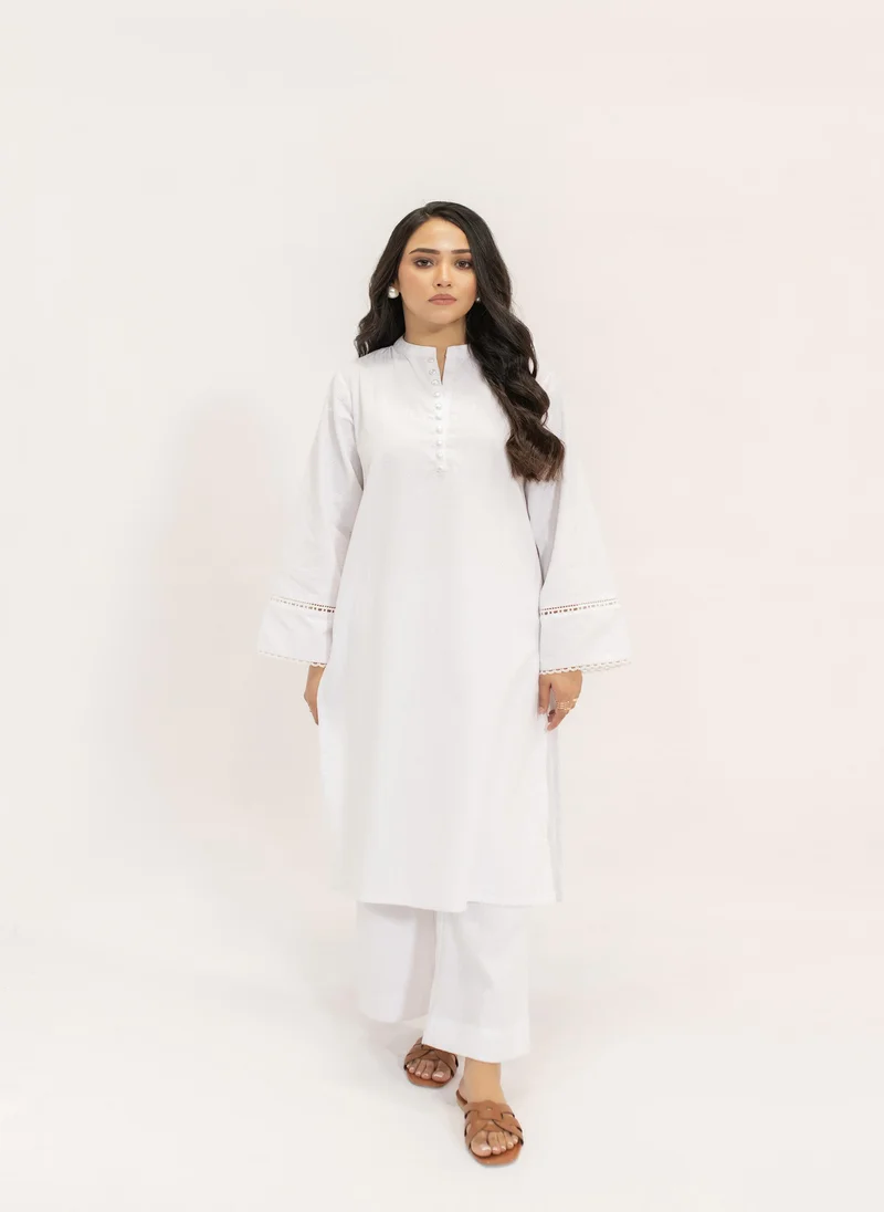 Hassal White Textured Suit