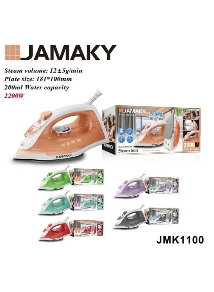 Jamaky Italy جهاز كي بخار للملابس من جاماكى بقدرة 2200 وات قاعدة سيراميك مع خاصية التنظيف الذاتى - jmk 1100 قاعدة سيراميك غير لاصقة - ايطالية - Image 1