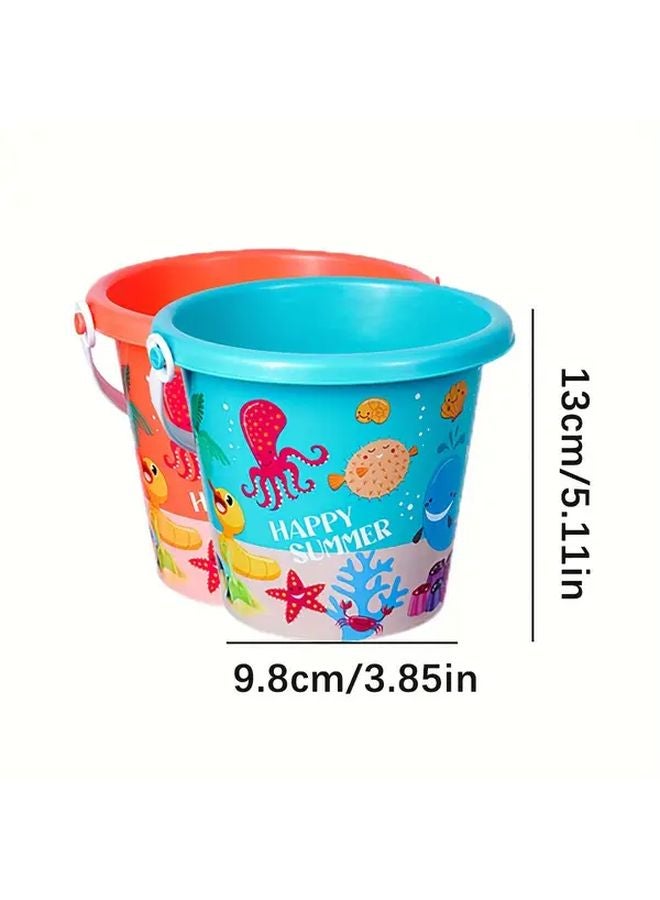 Lake Green 16 Pcs Beach Toy Set Collapsible Bucket Timer Shovels Durable PVC - Image 3