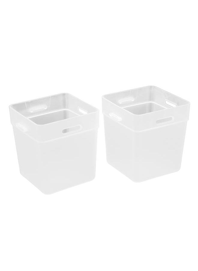 Thoraya 2 Pcs Desktop Storage Box Frosted White Stackable and Stitchable Combination Socks Underwear Desktop Small Items Storage Box  - Image 1