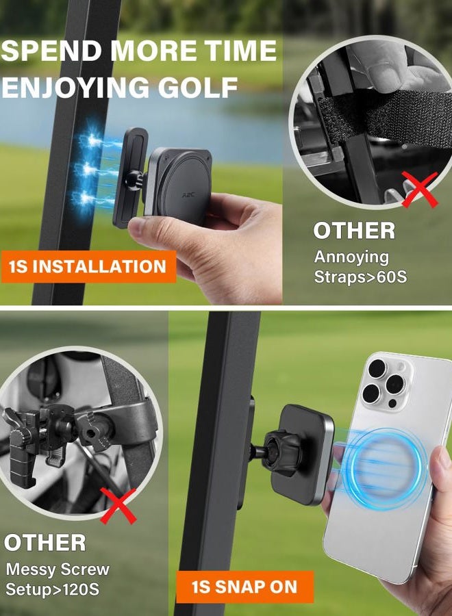 A2C Upgraded Magnetic Golf Cart Phone Holder Compatible with MagSafe iPhone 17 Pro Max 16 Plus 15 14 13 12 Fits EZGO Club Car Yamaha Icon, Golf Cart Accessories Essential Gift for Father Men Dad Women - Image 3