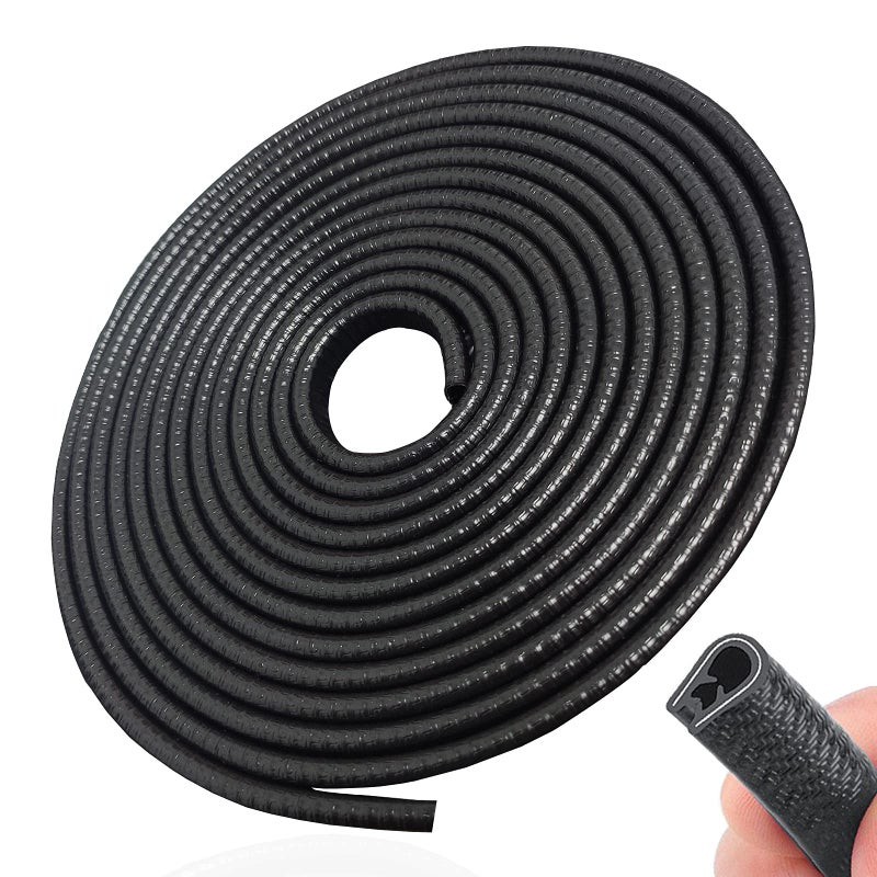 SYOAUTO SYOAUTO 65Ft(20M) Door Edge Guard Black Car Door Edge Guards Door Edge Protector for Cars Rubber Auto Door Trim U Shape Build in Metal Sheet No Need Adhesive Easy to Cut Door Guards for Most Cars  - Image 1