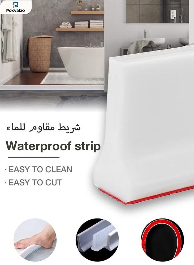 Bathroom Water Strip,Water Blocker,  T-Shape Shower Water Barrier Strip  Bathroom Water Stopper Strip Water Dam Self-Adhesive Anti Slip Tape Strip Flow Block Seal Strip for Kitchen Bathroom Sink Counter water dam barrier - Image 1