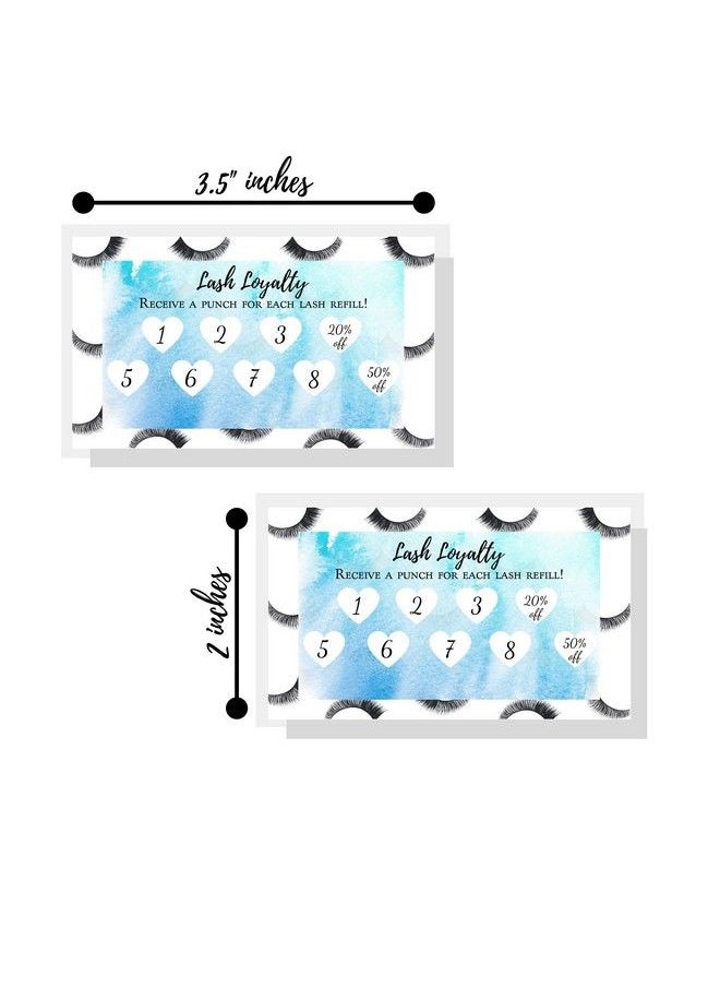 Boutique Marketing LLC Lash Extension Loyalty Punch Card ; 50 Pack ; 3.5 X 2" Inches Business Card ; Lash Print Border With Blue Watercolor Inlay Design  - Image 3