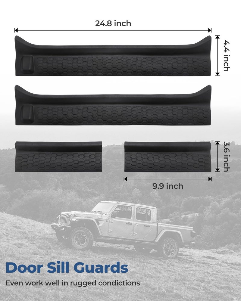 QMPARTS Door Sill Guards Kit for Gladiator JT Wrangler JL 4 Doors 2018-2024, Door Entry Guard Protector Accessories - Black Entry Scuff Plate Cover (4pcs Set) - Image 5