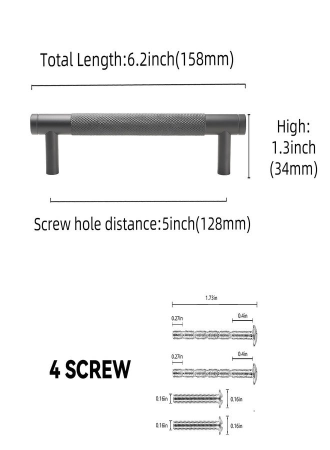BUKOBYHE 10 Pack 5Inch Matte Black Kitchen Cabinet Handles Knurled Cabinet Pulls Black Drawer Pulls Kitchen Hardware - Image 2