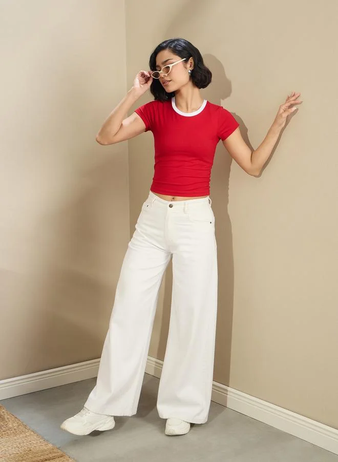 SASSAFRAS Sassafras Women Low Rise Wide Leg Baggy Jeans