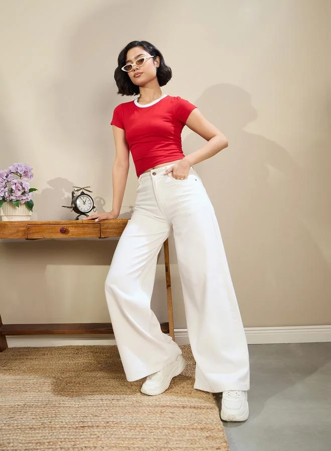 SASSAFRAS Sassafras Women Low Rise Wide Leg Baggy Jeans