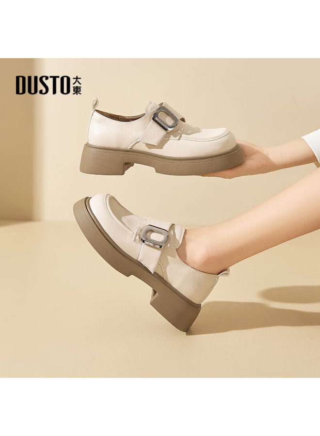 DUSTO Da Dong Le Fu Women's Autumn New British Style Thick-soled Single Shoes Casual All-match Comfortable Small Leather Shoes 0117 - Image 1