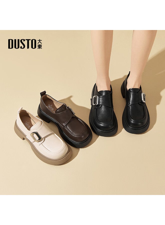 DUSTO Da Dong Le Fu Women's Autumn New British Style Thick-soled Single Shoes Casual All-match Comfortable Small Leather Shoes 0117 - Image 3
