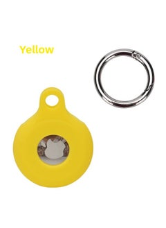 Suitable For Apple Airtag Case Protective Case Airtags Positioning Tracker Anti-lost Silicone Protective Case-Color:Yellow + Round Buckle + OPP