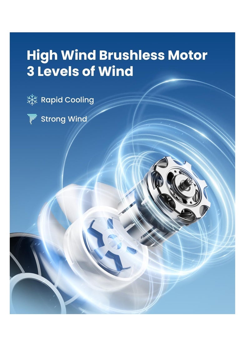 general 3 Speed Handheld Fans with Power Display Flashlight, USB Rechargeable Battery, Lightweight Personal Cooling for Women Men Indoor Outdoor Travel - Image 2