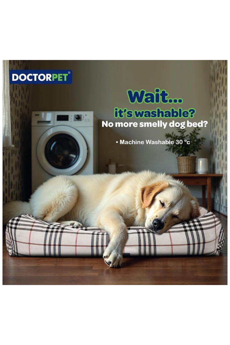 DOCTERPET Doctor Pet Danish Series Rectangle Pet Bed Medium - 70x60x22cm - Soft Washable Fabric, Reversible Cushion, Non-Slip Base - Ideal for Cats & Medium Dogs - Image 2