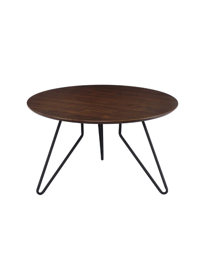 DANUBE HOME Jace Round Coffee Table Modern Living Room Coffee Table Stylish And Durable Design Sleek Accent Table With Chic Contrast Elegant Home DÃ©cor For Any Space - Walnut And Black - Image 2
