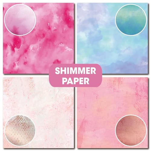 Desecraft 36 sheets 12x12 Paper Pad Pack Scrapbook Cardstock Decorative Paper - Bright Shimmer Watercolor- for Card Making Journaling Planner Origami Scrapbook Paper Scrapbooking Supplies - Image 5