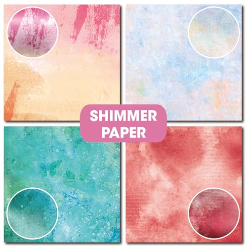 Desecraft 36 sheets 12x12 Paper Pad Pack Scrapbook Cardstock Decorative Paper - Bright Shimmer Watercolor- for Card Making Journaling Planner Origami Scrapbook Paper Scrapbooking Supplies - Image 3