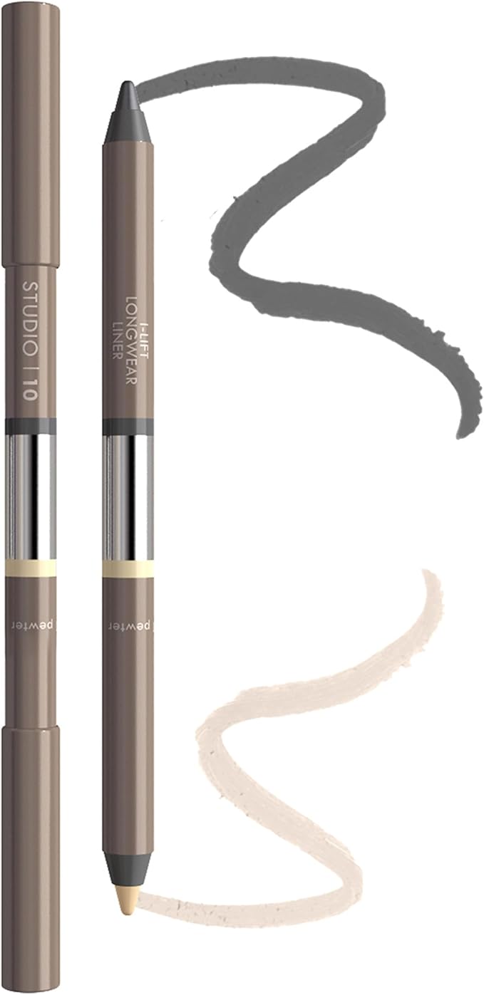 Studio 10 Studio10 Longwear Smudge Proof Kajal Eyeliner Pencil Pewter Cool Grey Silver 3in1 Eye Liner Brightener and Eyeshadow Soft Creamy Eye Pencil Used by Professional Makeup Artists - Image 1