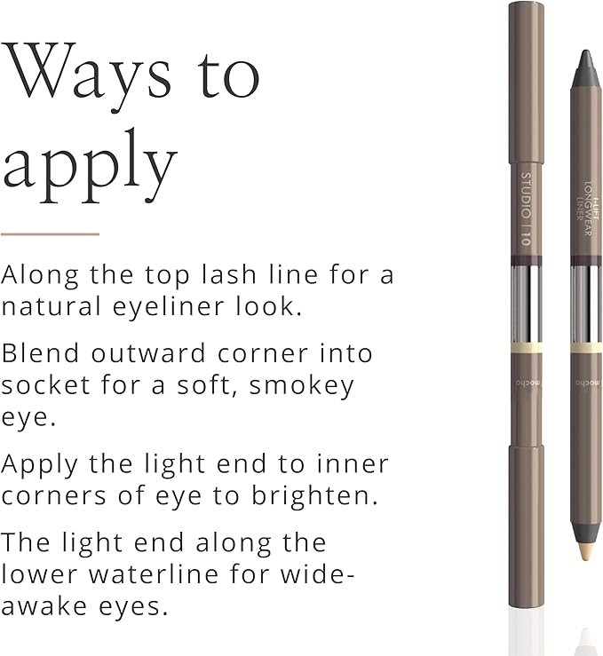 Studio 10 Studio10 Longwear Smudge Proof Kajal Eyeliner Pencil Pewter Cool Grey Silver 3in1 Eye Liner Brightener and Eyeshadow Soft Creamy Eye Pencil Used by Professional Makeup Artists - Image 5