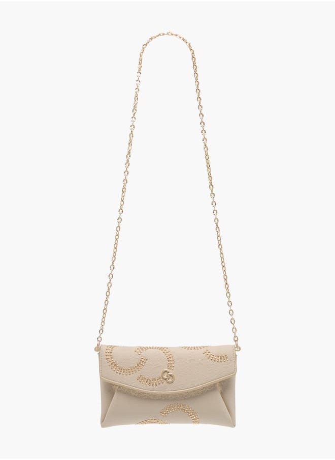Celeste Womens Stud Detail Clutch With Chain Strap And Flap Closure  - Image 2