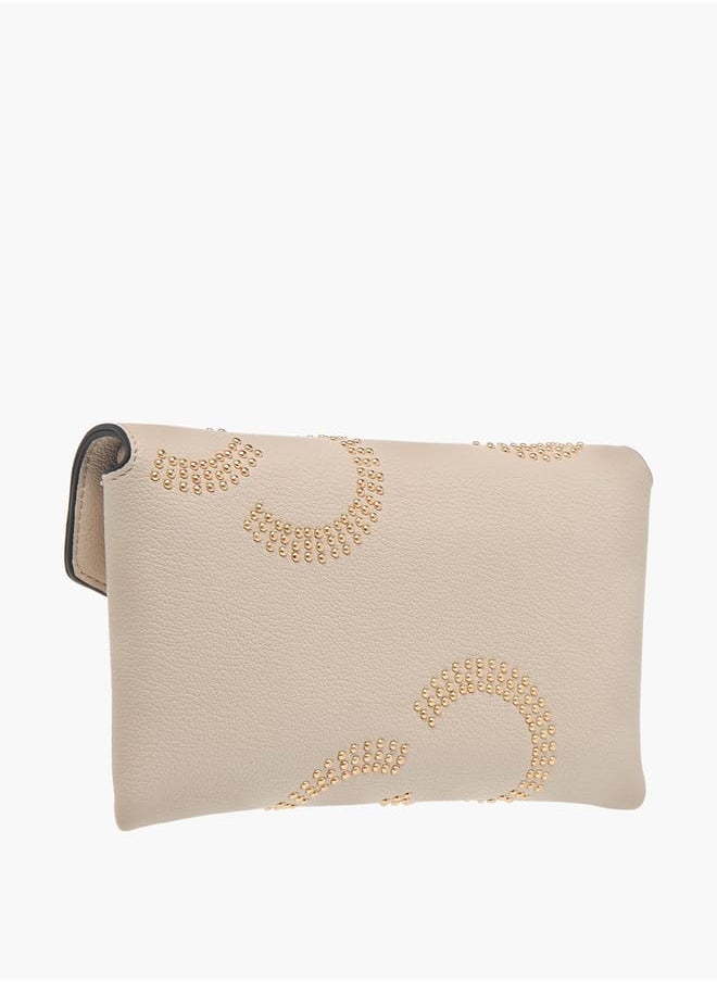 Celeste Womens Stud Detail Clutch With Chain Strap And Flap Closure  - Image 3