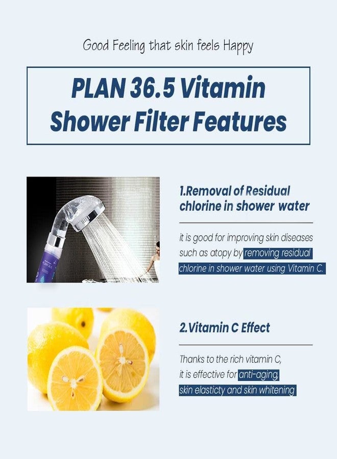 Plan 36.5 Vitamin Shower Filter | Remove Chlorine | For healthy skin | Softens & purifies water| Prevents hair loss| Helps relieve stress | Spa like experience| Bathroom Shower (Lemon Flavor) - Image 2