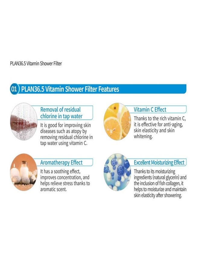 Plan 36.5 Vitamin Shower Filter | Remove Chlorine | For healthy skin | Softens & purifies water| Prevents hair loss| Helps relieve stress | Spa like experience| Bathroom Shower (Lemon Flavor) - Image 4