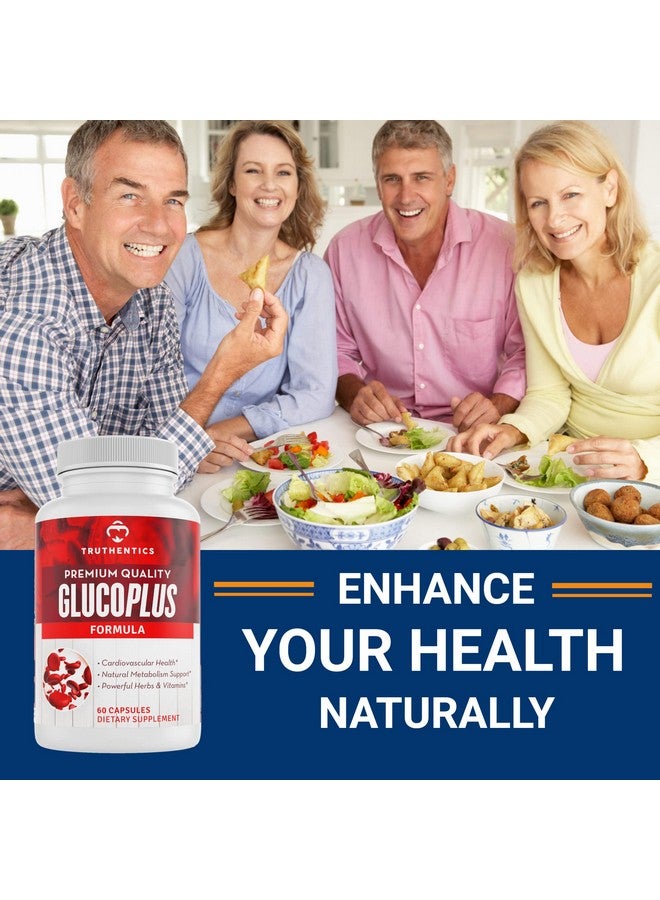TRUTHENTICS Glucoplus 20 Herbs Vitamins & Minerals With Cinnamon Chromium Vanadium Bitter Melon Alpha Lipoic Acid Magnesium Gluten Free Non Gmo 60 Capsules - Image 4