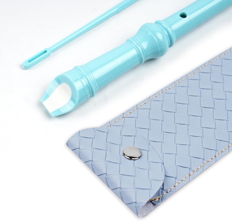 Jasenna Recorder Instrument for Beginner Adults,8-Hole Soprano Descant Recorder Music Flute with with Cleaning Rod & Leather Case For Home Entertainment(2-Woven Light Blue) - Image 5