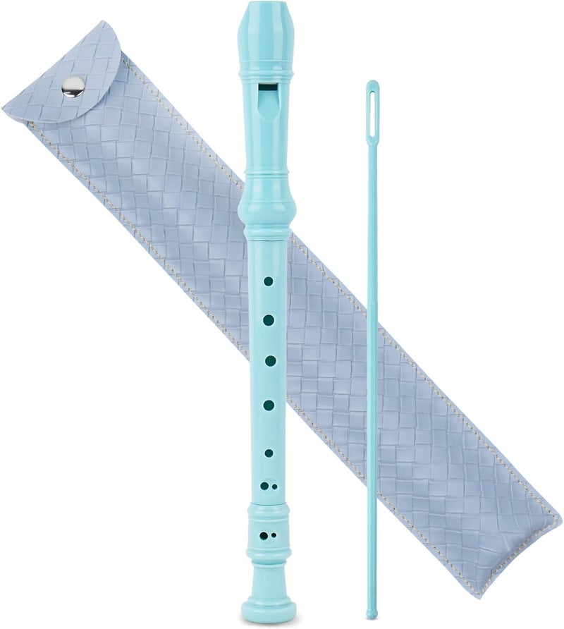 Jasenna Recorder Instrument for Beginner Adults,8-Hole Soprano Descant Recorder Music Flute with with Cleaning Rod & Leather Case For Home Entertainment(2-Woven Light Blue) - Image 1