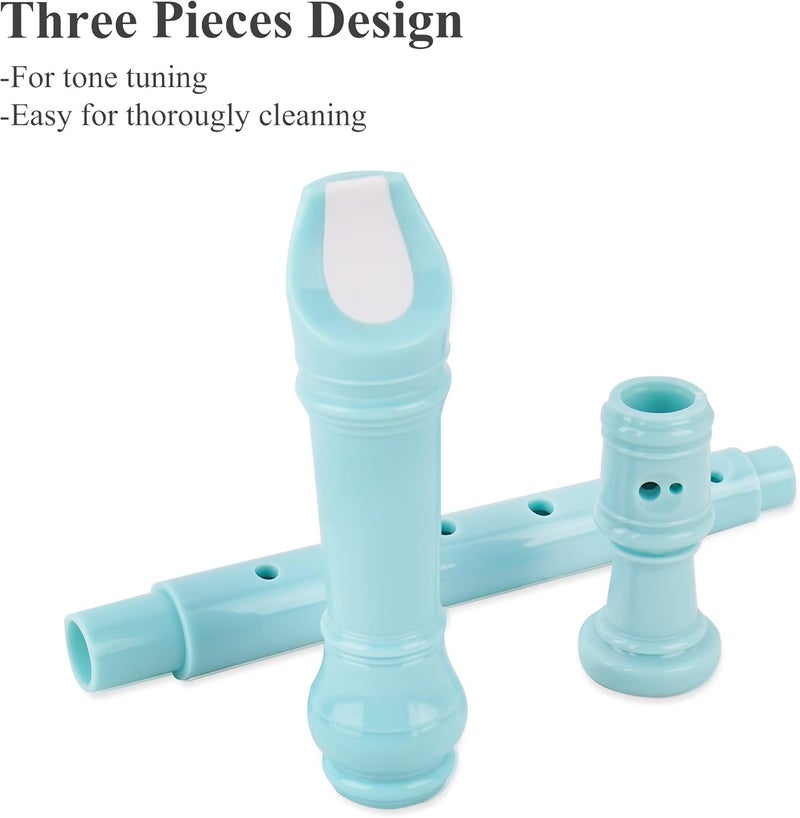 Jasenna Recorder Instrument for Beginner Adults,8-Hole Soprano Descant Recorder Music Flute with with Cleaning Rod & Leather Case For Home Entertainment(2-Woven Light Blue) - Image 3