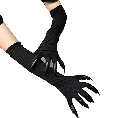 BXT Halloween Costume Paw Gloves Long Fingernails Black Party Gloves Cat Claws Halloween Prop Wolf Claws Glove Cosplay Costume - Image 2