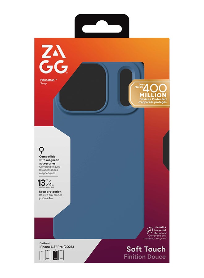 ZAGG iPhone 17 Pro Case – Manhattan Snap MagSafe Compatible Slim Protective Silicone Cover with Graphene Strength & 13 ft Drop Protection – Ocean Abyss - Image 1
