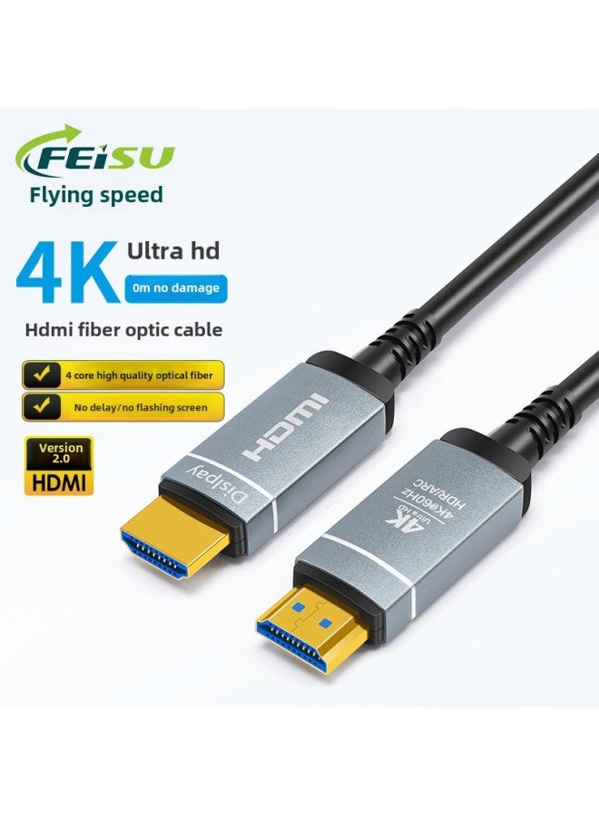 كابل الألياف الضوئية عالي الدقة HDMI2.0 إصدار 4K60Hz لشاشة الكمبيوتر وشاشة عرض التلفزيون وخط تمديد الاتصال - اللون: كابل الألياف الضوئية عالي الدقة HDMI2.0 إصدار 4K - طول الخط: 35 مترًا - Image 2