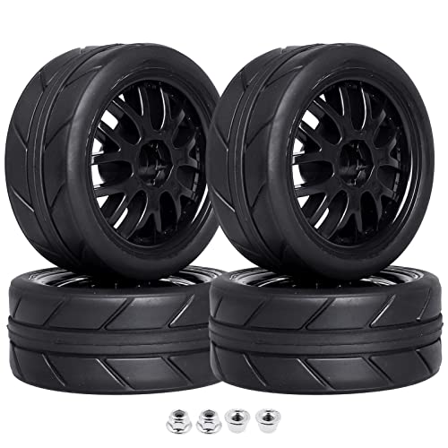 CrazyHobby PreGlued OD 256 12mm Hex Wheels Rims Rubber Tires 26mm for 110 Scale On Road Racing Car Drift RC Touring Car Set of 4 Color C - Image 1