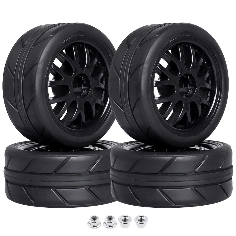 CrazyHobby PreGlued OD 256 12mm Hex Wheels Rims Rubber Tires 26mm for 110 Scale On Road Racing Car Drift RC Touring Car Set of 4 Color C - Image 3
