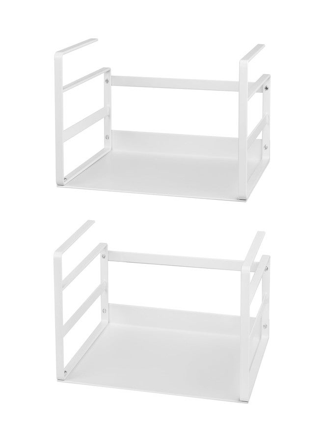 Nxconsu 2Pack Under Shelf Storage Basket Organizer Hanging Holder for Cabinet Pantry Kitchen Cupboard Desk Counter Bookshelf Organization Add-on Space Saver Heavy Duty Slide-in White Small - Image 1