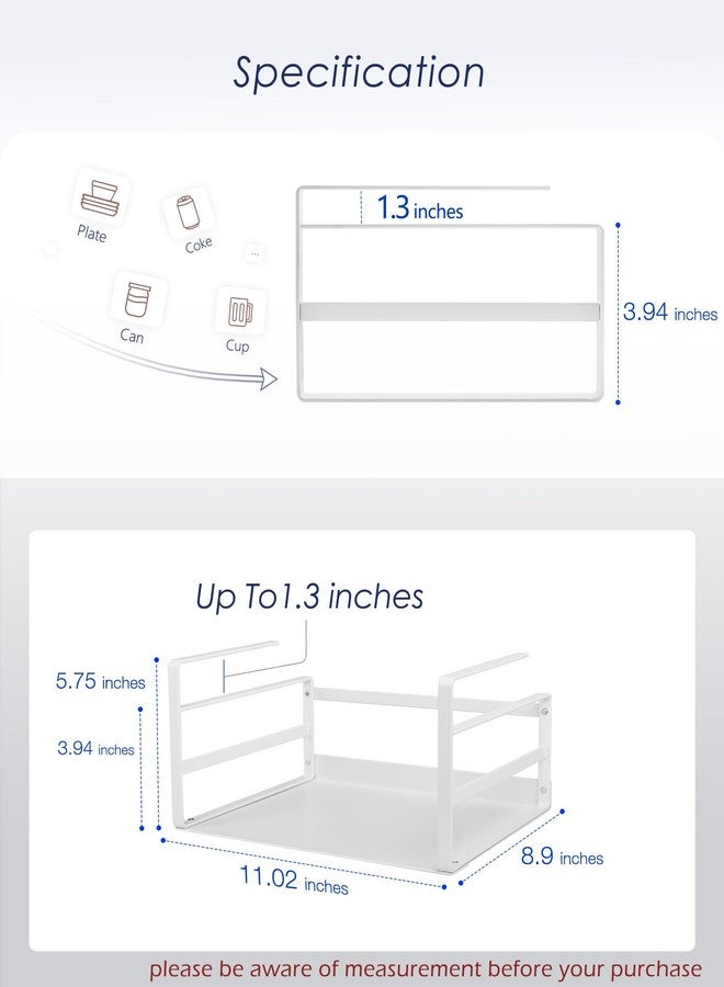 Nxconsu 2Pack Under Shelf Storage Basket Organizer Hanging Holder for Cabinet Pantry Kitchen Cupboard Desk Counter Bookshelf Organization Add-on Space Saver Heavy Duty Slide-in White Small - Image 2