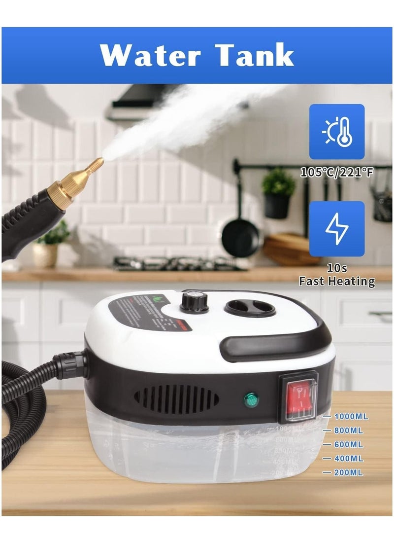 Excefore Handheld Steam Cleaner, 2500W Car Steam Cleaner with 3 Brush Heads, Towel, Sponge Steam Cleaners for Home Use, High Temperature Fast Heating Steamer - Image 2