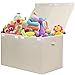 popoly 122L Large Toy Box Chest with Lid Foldable Toy Storage Organizer Bin Boxes with Removable Divider for Kids Boys Girls Nursery Playroom 26x17 x17 Linen Beige - Image 3