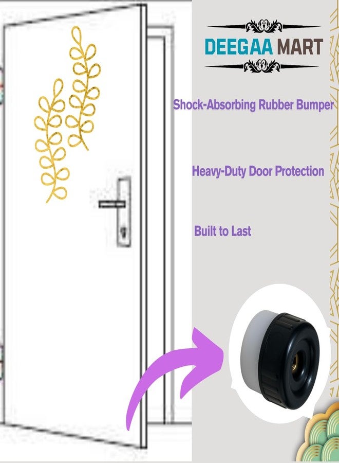DEEGAA MART 1.5 Inch Door Back Rubber Stopper | Heavy-Duty Door Stop with Rubber Tip Bumper | Wall & Door Protector, Sound Dampening for Home, Office, Hotels Pack of 5 - Image 2