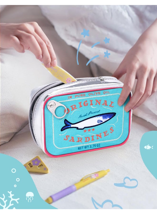 Cessfle Canned Sardines Makeup Bag Funny Sardine Tin Fish Cosmetic Bag Creative Cute Makeup Bag Kawaii Pencil Case Pouch Coquette Make up Pouch for Women - Image 4