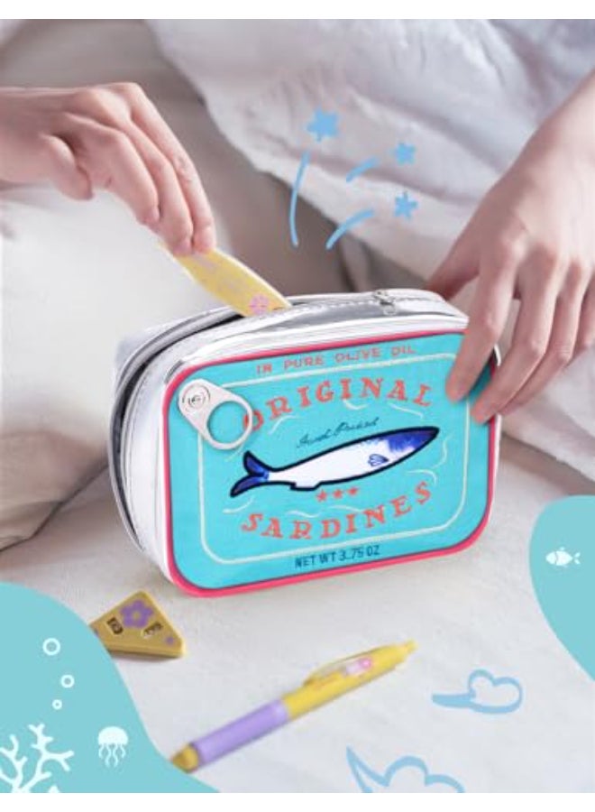 Cessfle Canned Sardines Makeup Bag Funny Sardine Tin Fish Cosmetic Bag Creative Cute Makeup Bag Kawaii Pencil Case Pouch Coquette Make up Pouch for Women - Image 3