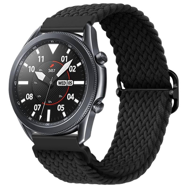 سوار ساعة ذكية سوار نايلون حلقي متوافق مع Samsung Galaxy Watch 7 بملاءمة قابلة للتعديل وحزام بديل للاستخدام اليومي باللون أسود قابل للتعديل أثناء التنقل للطاولة للتخزين العملي - Image 1