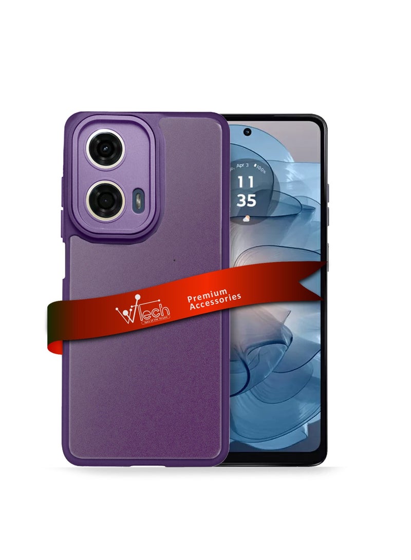 Wtech Motorola Moto G24 Power 4G 2024 Hybrid Silicone With Translucent Back Protective Lens Shield Case Cover Purple - Image 1