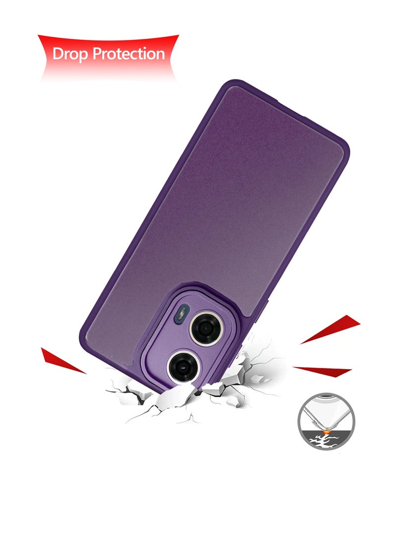 Wtech Motorola Moto G24 Power 4G 2024 Hybrid Silicone With Translucent Back Protective Lens Shield Case Cover Purple - Image 2