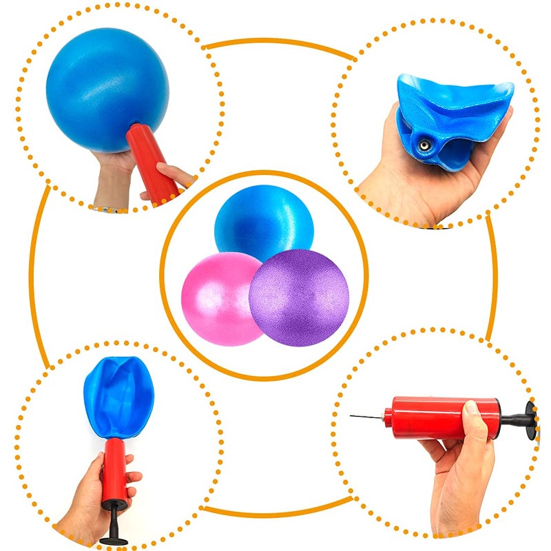 Xieccx Mini Yoga Balls 6 Inch Exercise Pilates Therapy Balance Micropore Ball Barre Equipment For Home Stability Training Physical Core Training With Pump(Purple) - Image 5